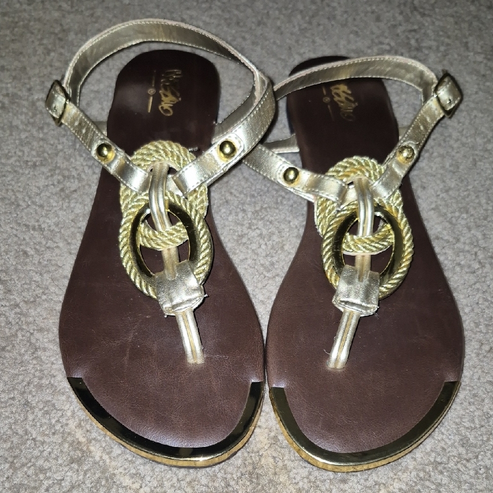 Gold and Brown Women's Sandals